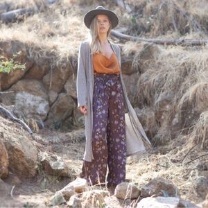 Wanderlux Animal Print Satin Wide Leg Pants